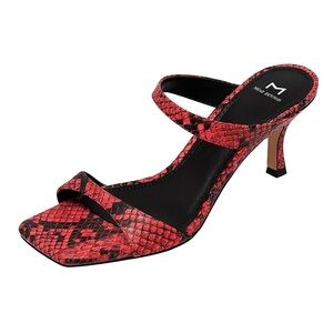 Marc Fisher Red Snake Print Kitten Heel Sandals Strappy Open Toe Shoes Size 9.5M